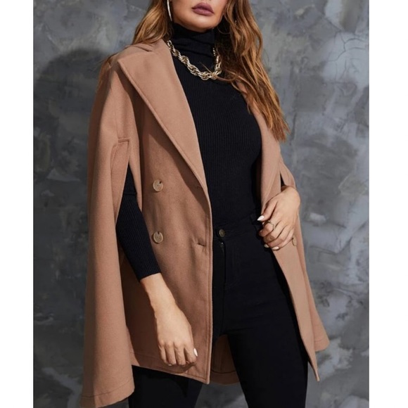 Camel double breasted cape coat - Picture 6 of 6